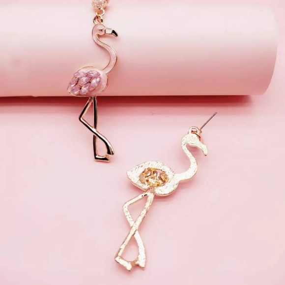 "Optera" Rhinestone Flamingo Pink Earrings - Picture 4 of 4